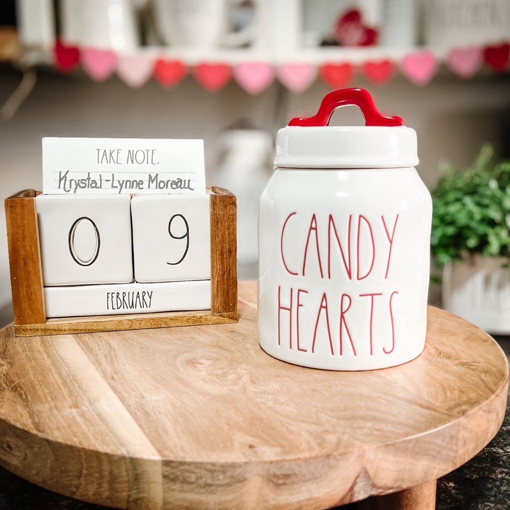 !BRAND NEW! Rae Dunn Baby Candy Hearts Canister with Red Handle